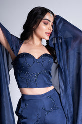 Bijlee Bijlee - Navy Blue Embroidered Sharara Set